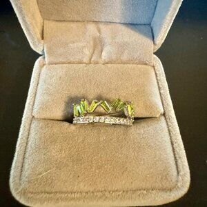 Rhodium Plated with Lab Created Peridot
